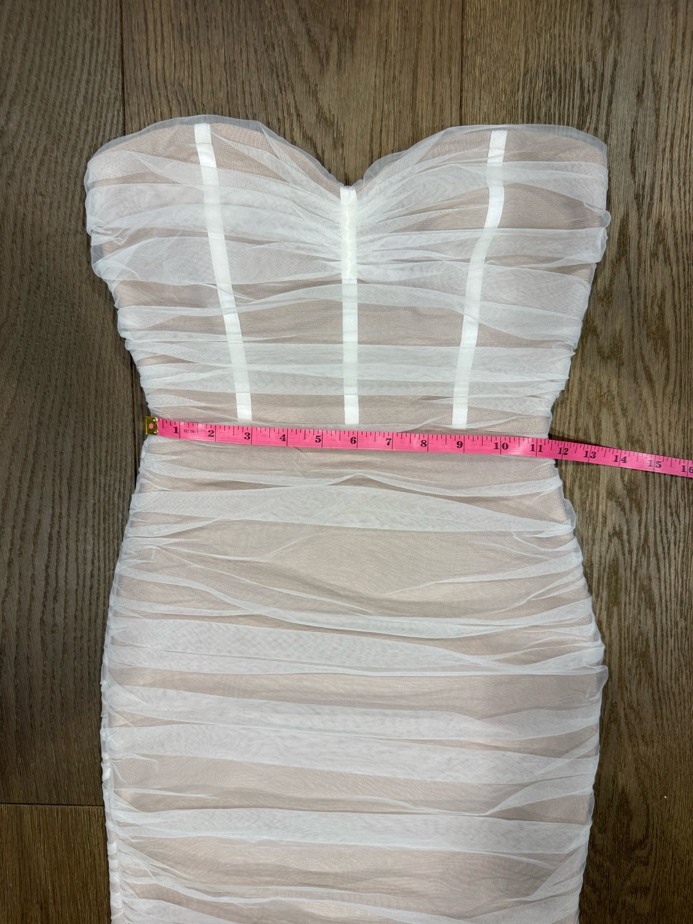 Fashion Nova The Right Places Ruched Mesh Corset Mini Dress White - Picture 7 of 8
